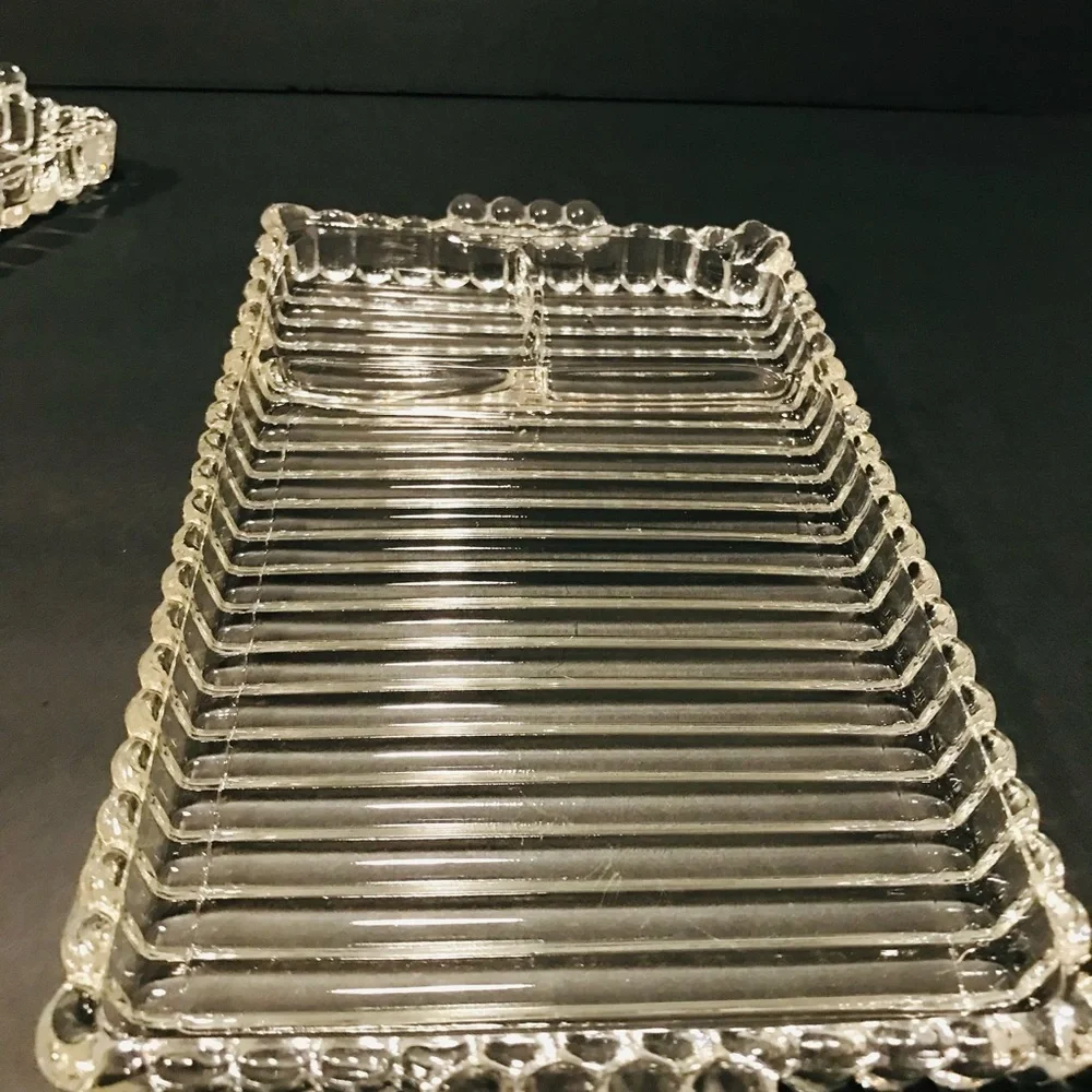 Vintage 1940’s Hazel Atlas Entertaining Snack, Sip & Smoke Set of 2 Antique Tray
